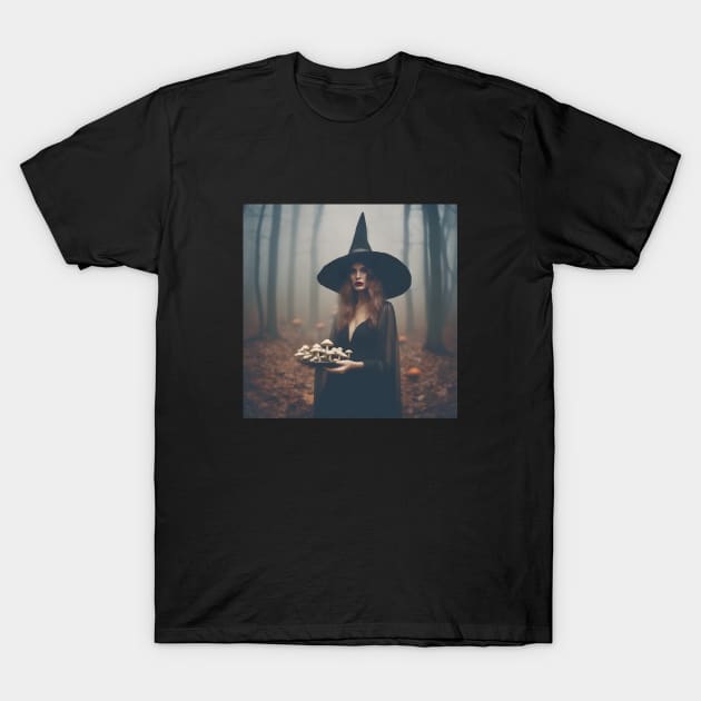 Mushroom Witch T-Shirt by Dead Galaxy